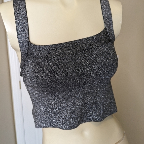 Aritzia Wilfred metallic cropped shirt silver - Picture 6 of 10